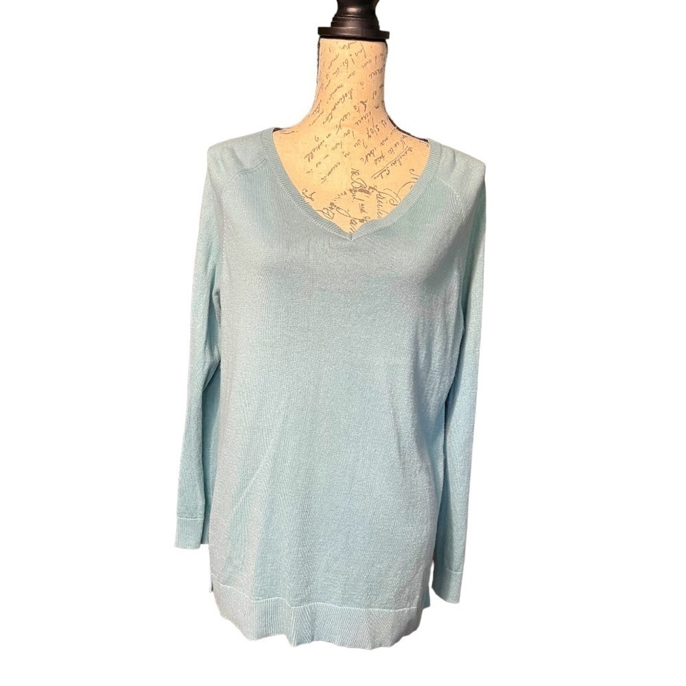 LOFT Light Blue Sweater-Blouse Size Medium